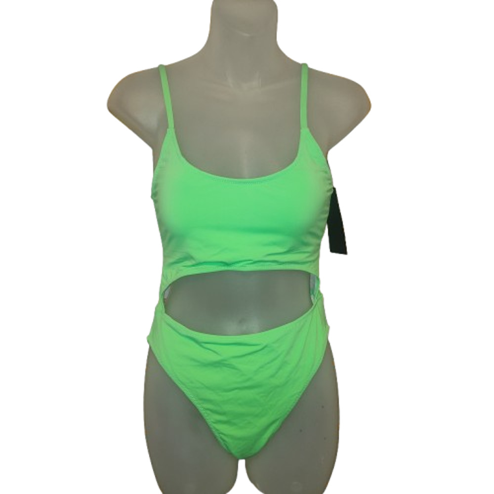 Meyeeka Women's Light Green Cutout Strappy Swimsuit Size M BG34
